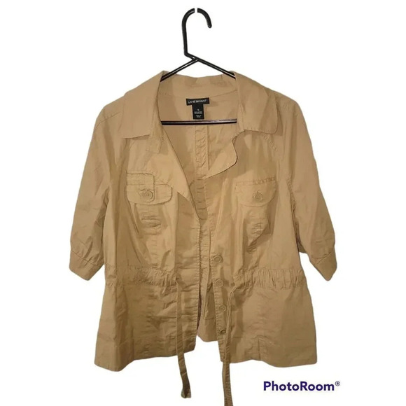 Lane Bryant Women’s Outerwear Khaki Safari Drawstring ￼Jacket Size 16 - Picture 3 of 6